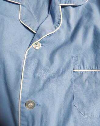 Pigiama classico uomo cotone tinta unita azzurra