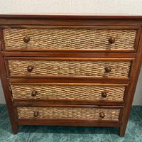 Cassettiera in Legno e Vimini