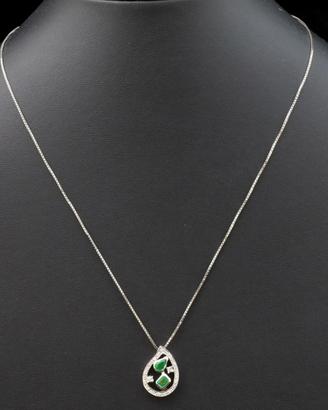 COLLANA GOCCIA ORO 18KT PENDENTE SMERALDI DIAMANTI