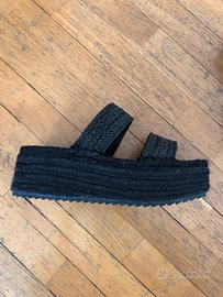 Sabot con plateau neri in corda 37·Ottime·Pull & B