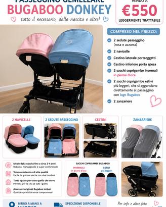 Passeggino Gemellare Bugaboo Donkey