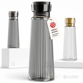 Caraffa Vetro 1,5L Coperchio Inox Infusore Nero