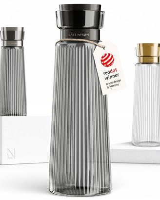 Caraffa Vetro 1,5L Coperchio Inox Infusore Nero