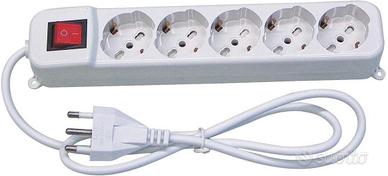 Multipresa elettrica 5 prese shuko + interruttore