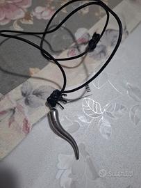 collana Fibo Steel  caucciù e corno in acciaio c