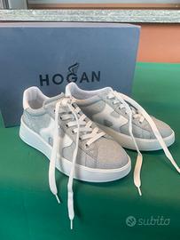 Scarpe Hogan modello Rebel argento bianco