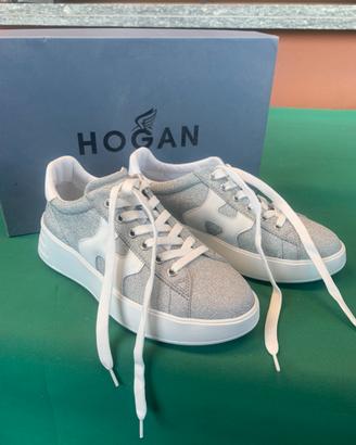 Scarpe Hogan modello Rebel argento bianco