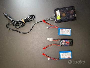 3 BATTERIE LIPO 2s + caricatore