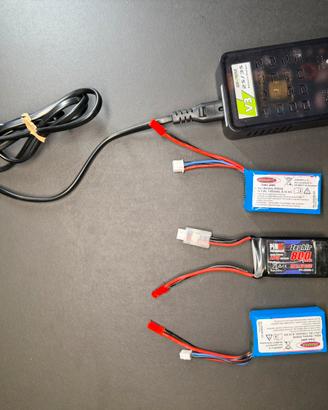 3 BATTERIE LIPO 2s + caricatore