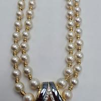 COLLANA DAMIANI ORO EXTRA LUNGA PERLE E DIAMANTI