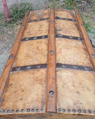 baule in pelle anni 600 da carrozza rinforzata 