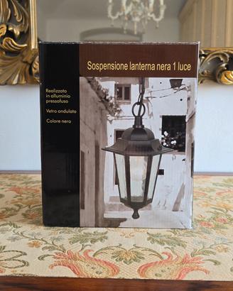 Lanterna Sospensione Esterno Alluminio Nero IP44