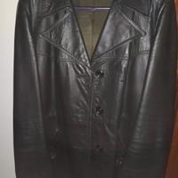 Giacca pelle, vintage '80, verde petrolio, tg 46
