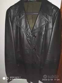 Giacca pelle, vintage '80, verde petrolio, tg 46