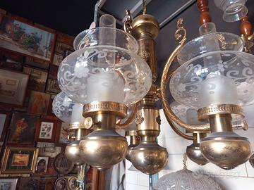 lampadario ottone cinque luci