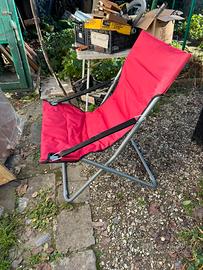 Sedia sdraio canapone pieghevole imbottita rossa
