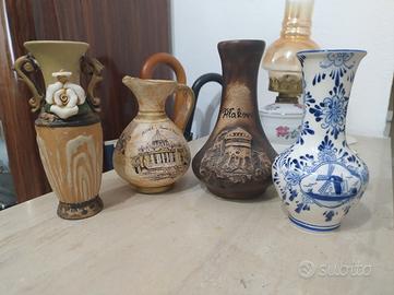 Lotto 4 vasi vintage souvenir in ceramica e porcel