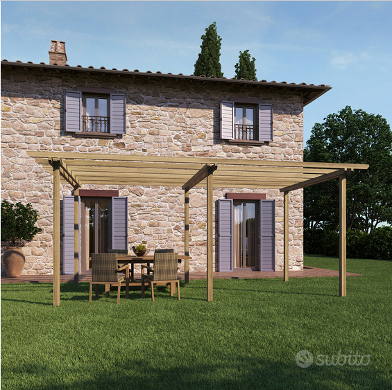 PERGOLA PERGOLATO 3X5 MT GAZEBO IN LEGNO TETTO Giardino e Fai da te