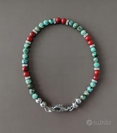 Bracciale turchese africano e diaspro rosso.