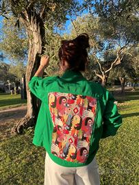 giacca denim verde personalizzata 