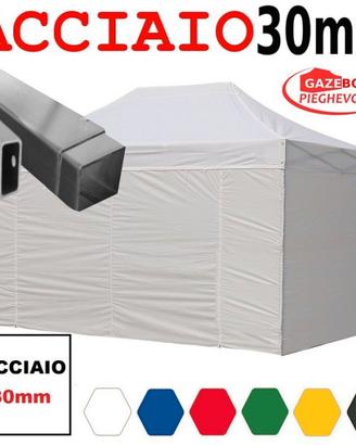 Gazebo 4,5x3 mercato impermeabile pvc telo bianco