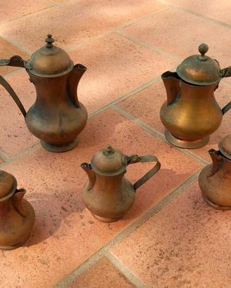 Soprammobili miniature caffettiere in rame