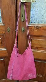 borsa Carpisa vera pelle scamosciata fucsia