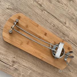 Tagliere x prosciutto Nerthus bambù e acciaio inox