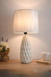 Lampada da tavolo in ceramica bianca 34×34×63cm
