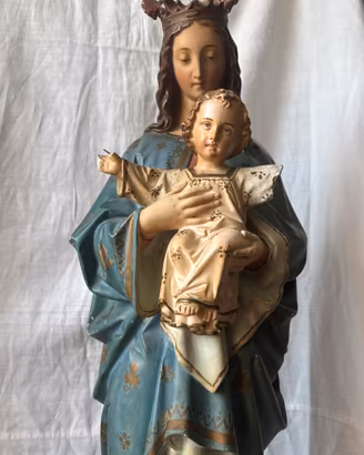 Statua devozionale antica Madonna con Bambino Gesù