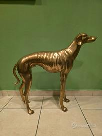 Scultura levriero in ottone