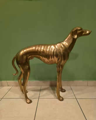 Scultura levriero in ottone