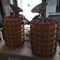 COPPIA di LAMPADARI in VIMINI