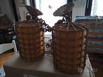 COPPIA di LAMPADARI in VIMINI