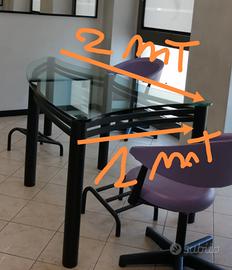 tavolo vetro e metallo