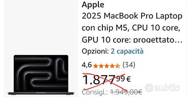 macbook pro m5 14,2" ssd 1tb