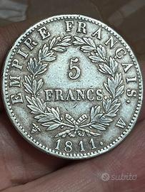 Francia 5 Francs 1811 Napoleone Splendida