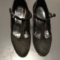 Scarpe decolletè camoscio nero c/cinturino