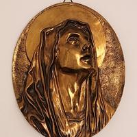 Vergine Maria Bronzo Dorato Scultura da Parete 900