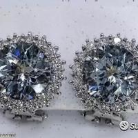 ORECCHINI ORO 18kt. CON DIAMANTI ED ACQUAMARINE