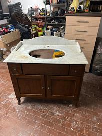 Mobile bagno arte povera con lavabo integrato