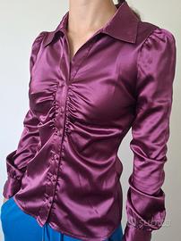 Camicia Satinata Viola Prugna EAST & WEST