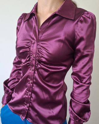 Camicia Satinata Viola Prugna EAST & WEST