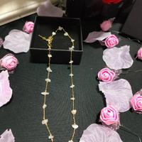 🤍 Collana in acciaio inox gold , pietre bianche🤍