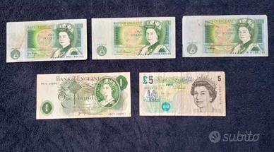 Inghilterra lotto di 6 da 1 e £5 1 Pound 5 Pounds.