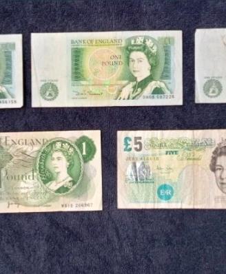 Inghilterra lotto di 6 da 1 e £5 1 Pound 5 Pounds.
