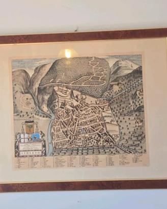 Stampa mappa e veduta Spoleto