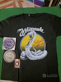 T-SHIRT WHITESNAKE SLIDE IT IN + ADESIVI E SPILLA