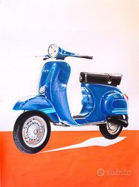 Disegno su cartoncino Vespa ET3 Blue Jeans