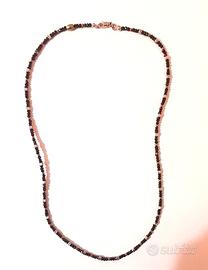 Collana unisex in oro giallo, argento e spinello 